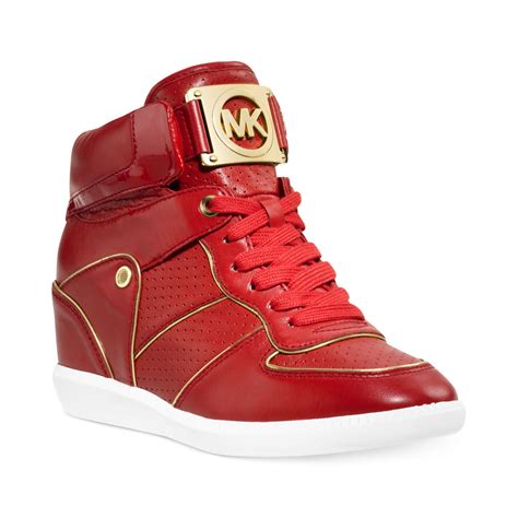 red michael kors sneakers|michael kors red boots.